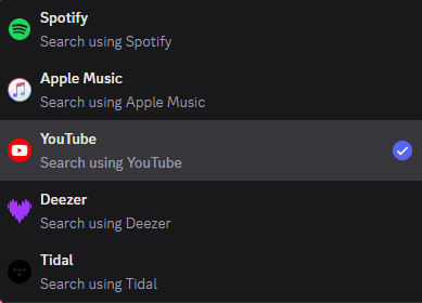 Platform selection dropdown